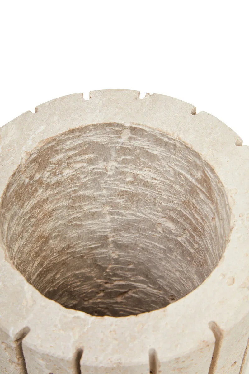 Tibor Travertine Ribbed Natural Vase