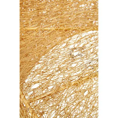 Gold Circular Iron Coffee Table With Gold Vertical Line Frame, Templar