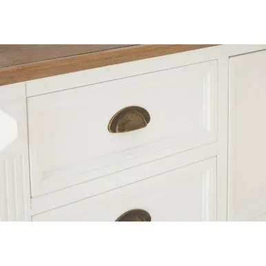 Fir Wood Veneer Top & White Wooden Square Coffee Table With 3 Drawers, Hardwick