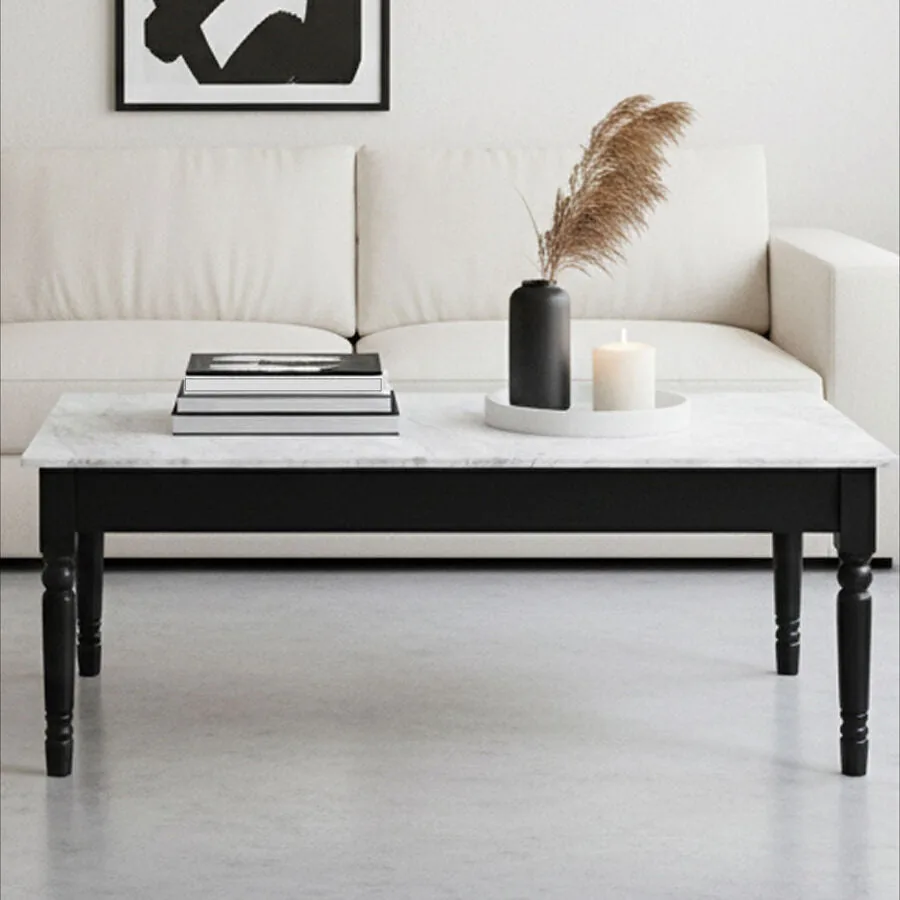 Henley White Marble & Black Frame Coffee Table