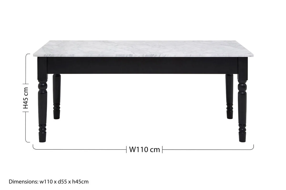 Henley White Marble & Black Frame Coffee Table