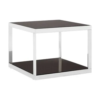 Ackley Silver Square Coffee Table With Black Glass
