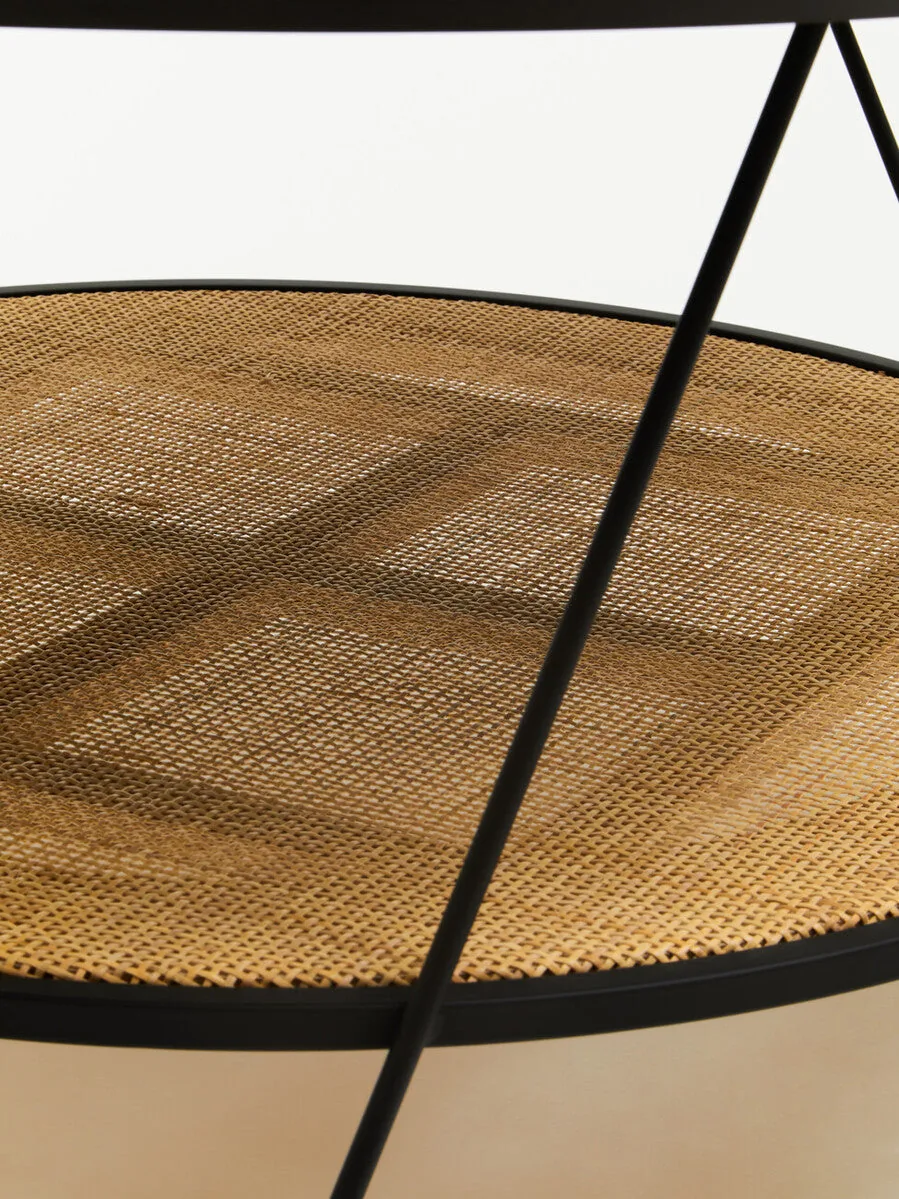 Black Wood Top Coffee Table With Metal Hairpin Legs, Depok