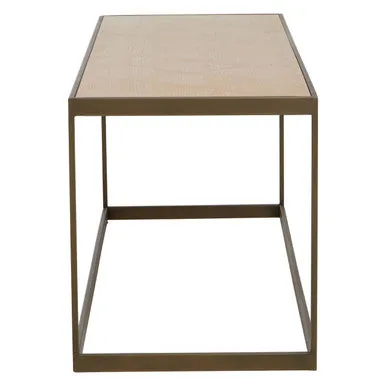 Brown Oak Veneer Top & Brushed Brass Frame Coffee Table, Grenoble