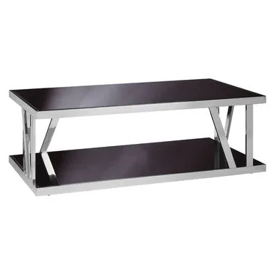 Ackley Silver Coffee Table With Black Glass
