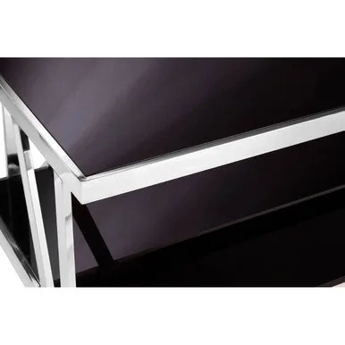 Ackley Silver Coffee Table With Black Glass