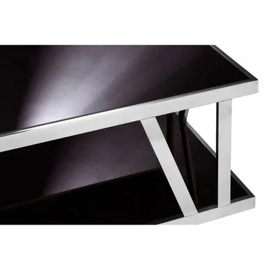 Ackley Silver Coffee Table With Black Glass