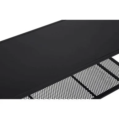 Black Powder Coated Metal Coffee Table With Open Storage Mesh Shelf, Acero