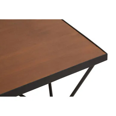 Brown Wood Top & Iron Base Square Coffee Table, New Foundry