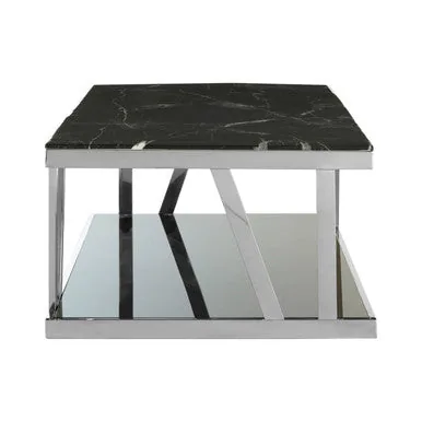 Ackley Silver Coffee Table With Marble Top