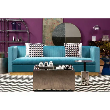 Black Tempered Glass Top Coffee Table With Silver Square Chrome Frame, Carlox