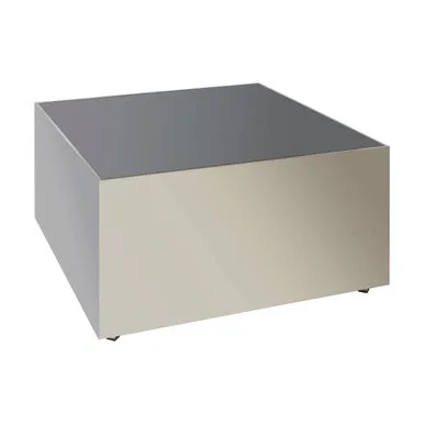 Black Tempered Glass Top Coffee Table With Silver Square Chrome Frame, Carlox