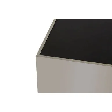Black Tempered Glass Top Coffee Table With Silver Square Chrome Frame, Carlox