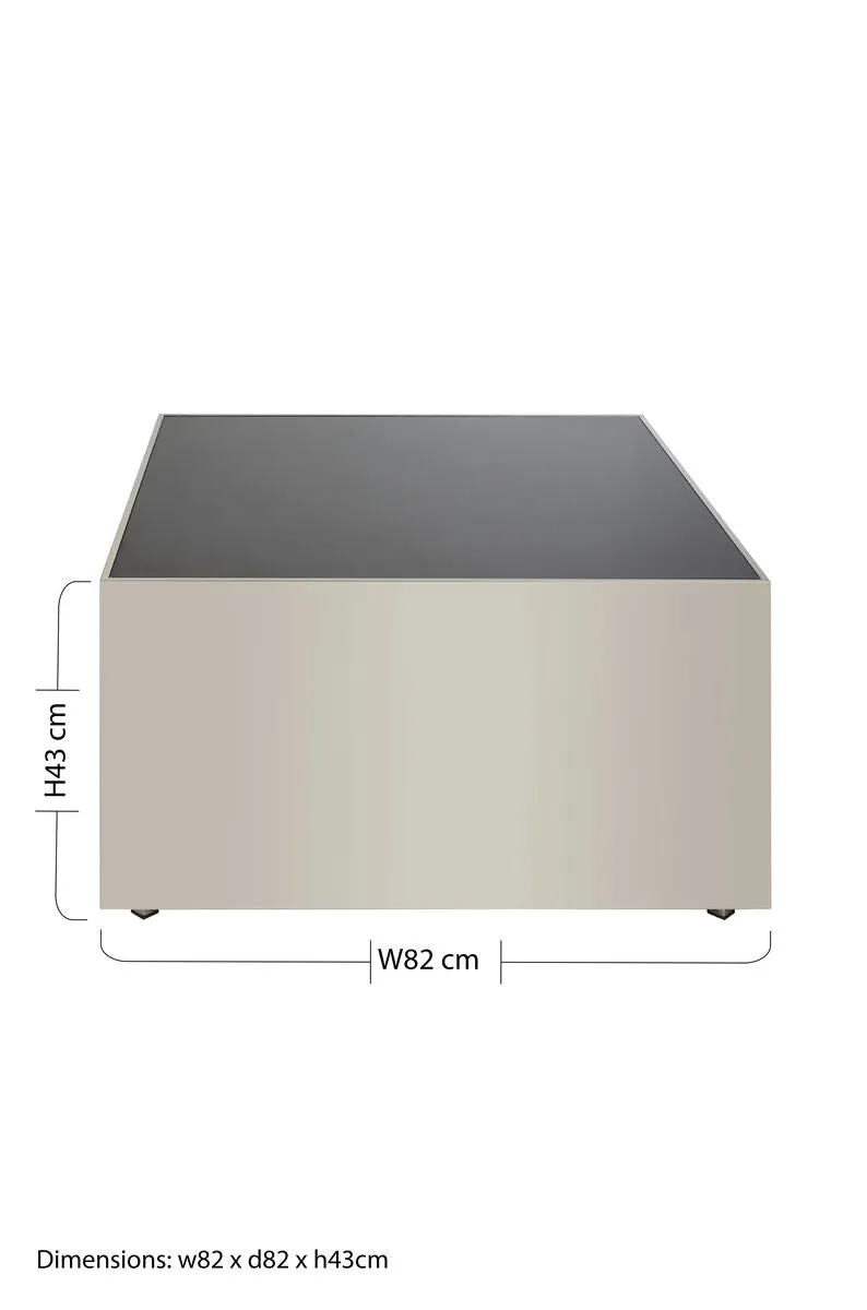 Black Tempered Glass Top Coffee Table With Silver Square Chrome Frame, Carlox