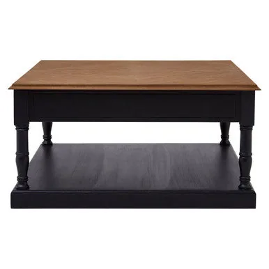 Black & Natural Wooden Coffee Table With 1 Slim Storage Drawer, Loire