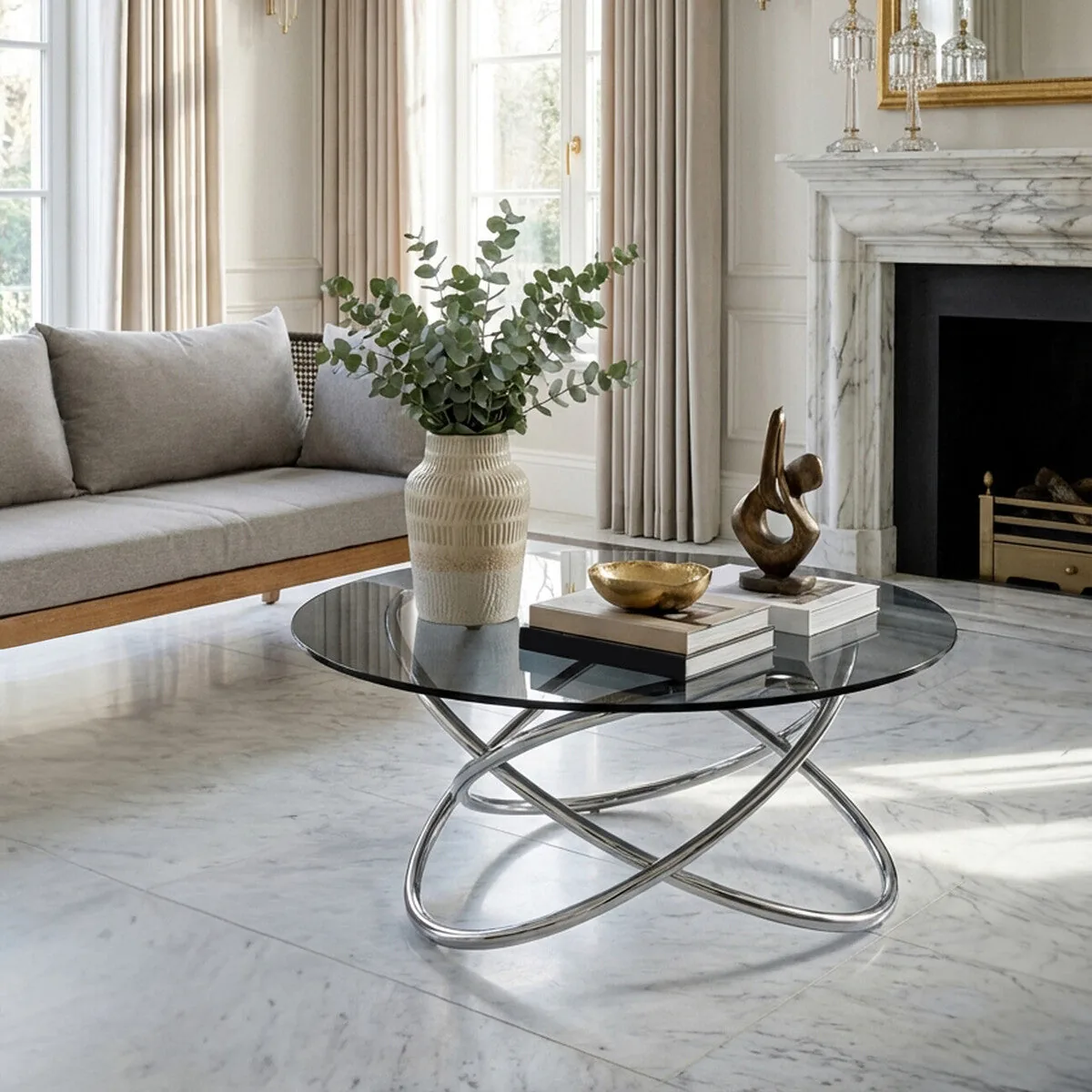 Cassy Smoked Glass Top Coffee Table