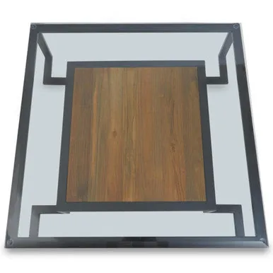 Black Wooden Frame & Glass Top Coffee Table With Shelf, Cibo
