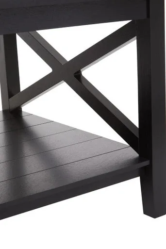 Black Wooden Coffee Table With Lower Shelf & X Frame Side Panels, Heritage