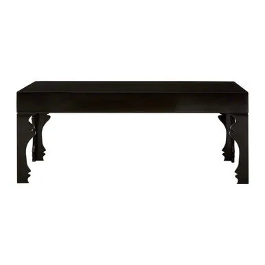 Black High Gloss Wooden Coffee Table With Stately Shaped Legs, Luis