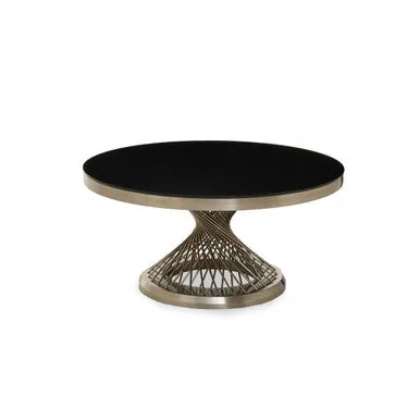 Black Tempered Glass Top Coffee Table With Silver Base, Anzio
