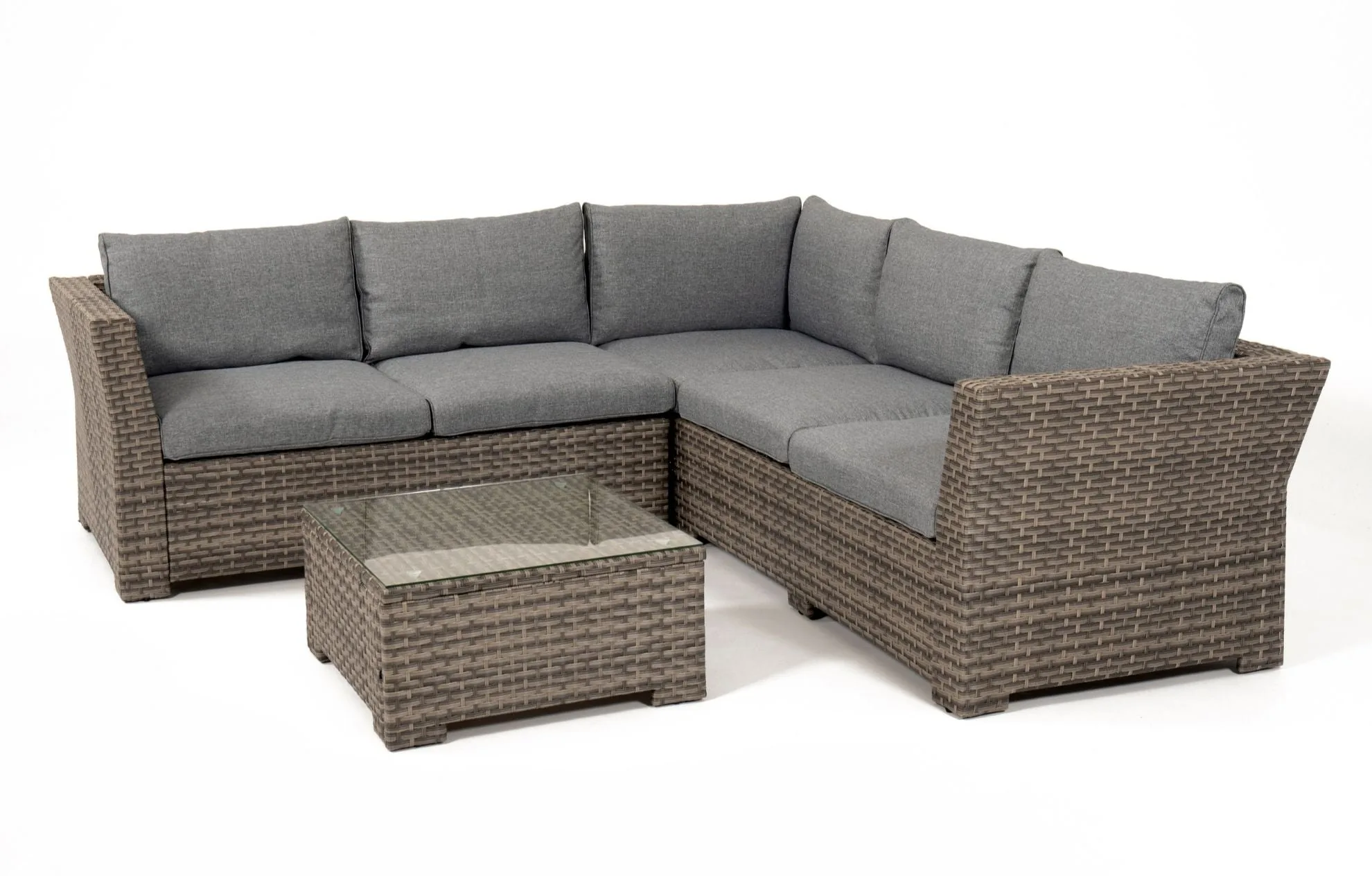 Chesterton Grey 5 Seater Corner Rattan Garden Sofa Lounge Set, Cover and Cushion Box Bundle