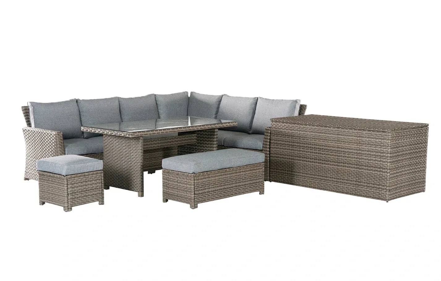 Palma Grey Rattan Garden Lounge Set and Cushion Box Bundle