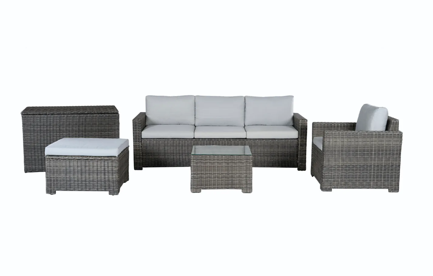 Marbella Grey 5 Seater Chaise Garden Sofa Set and Cushion Box Bundle