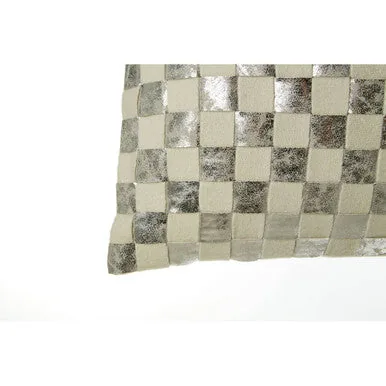 Bosie Kensington Townhouse Rectangular Ivory & Silver Check Cushion