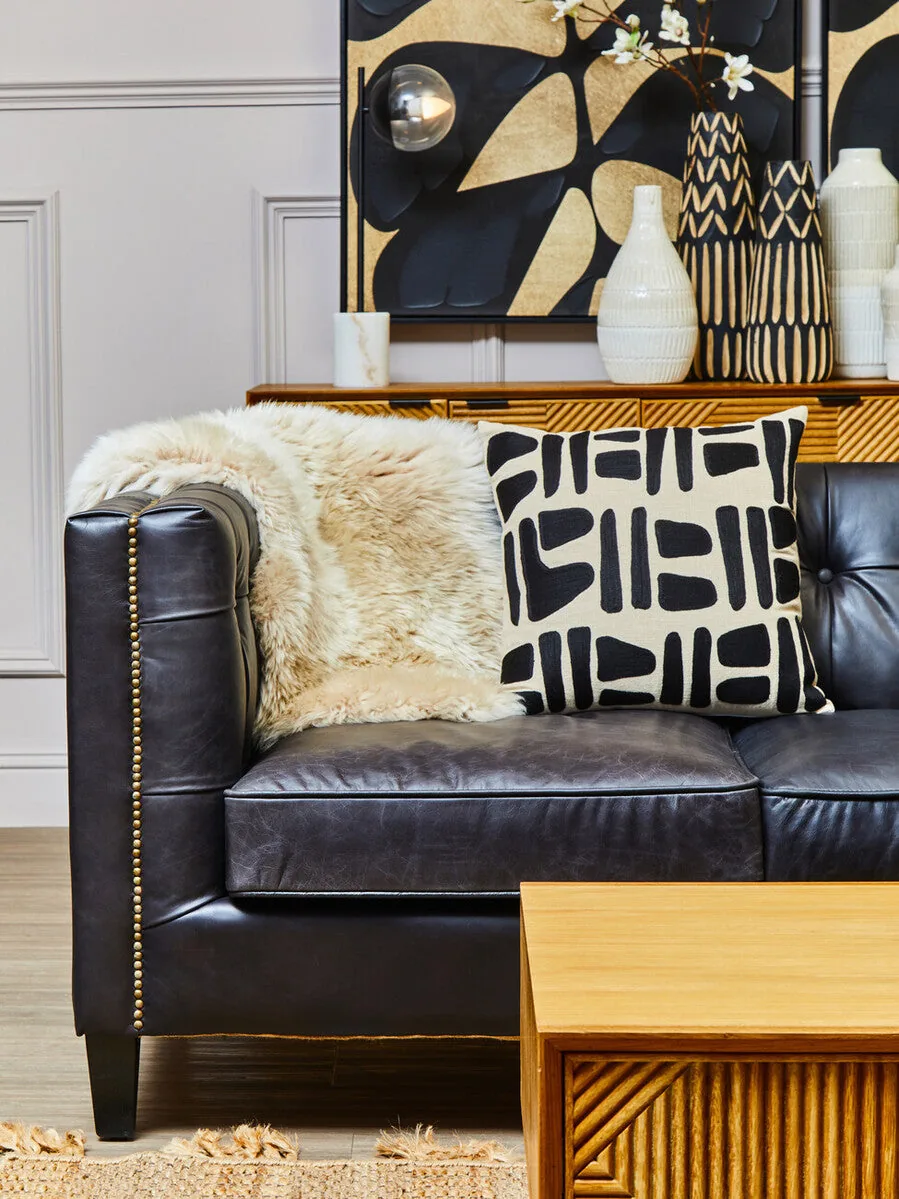 Bosie Ozella Natural & Black Square Cushion
