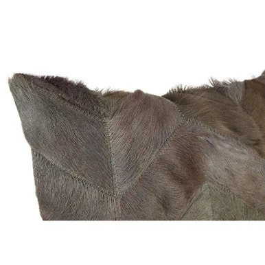 Bosie Safira Grey Chevron Hair On Leather Patchwork Cushion