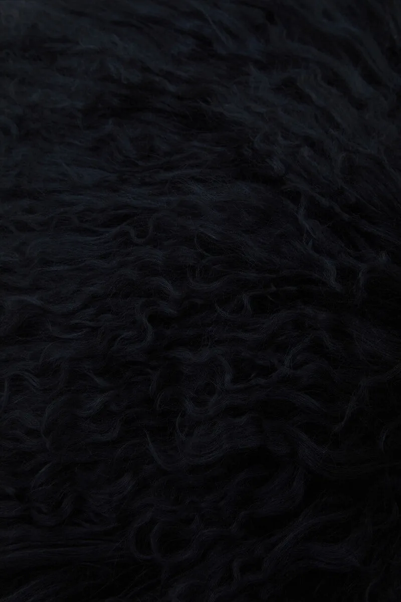 Bosie Real Mongolian Fur Black Round Cushion