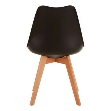 Stockholm Black Chair With Cushion & Beech Wood Legs