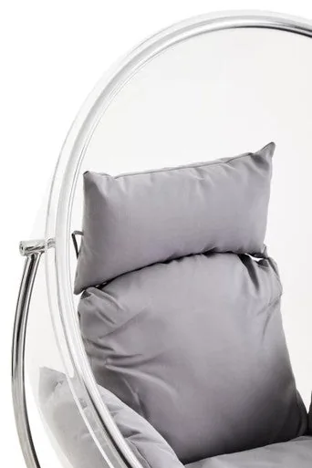 Goa Clear Swing Chair With Grey Cushions
