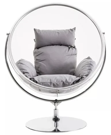 Goa Clear Swing Chair With Grey Cushions