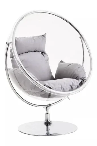 Goa Clear Swing Chair With Grey Cushions