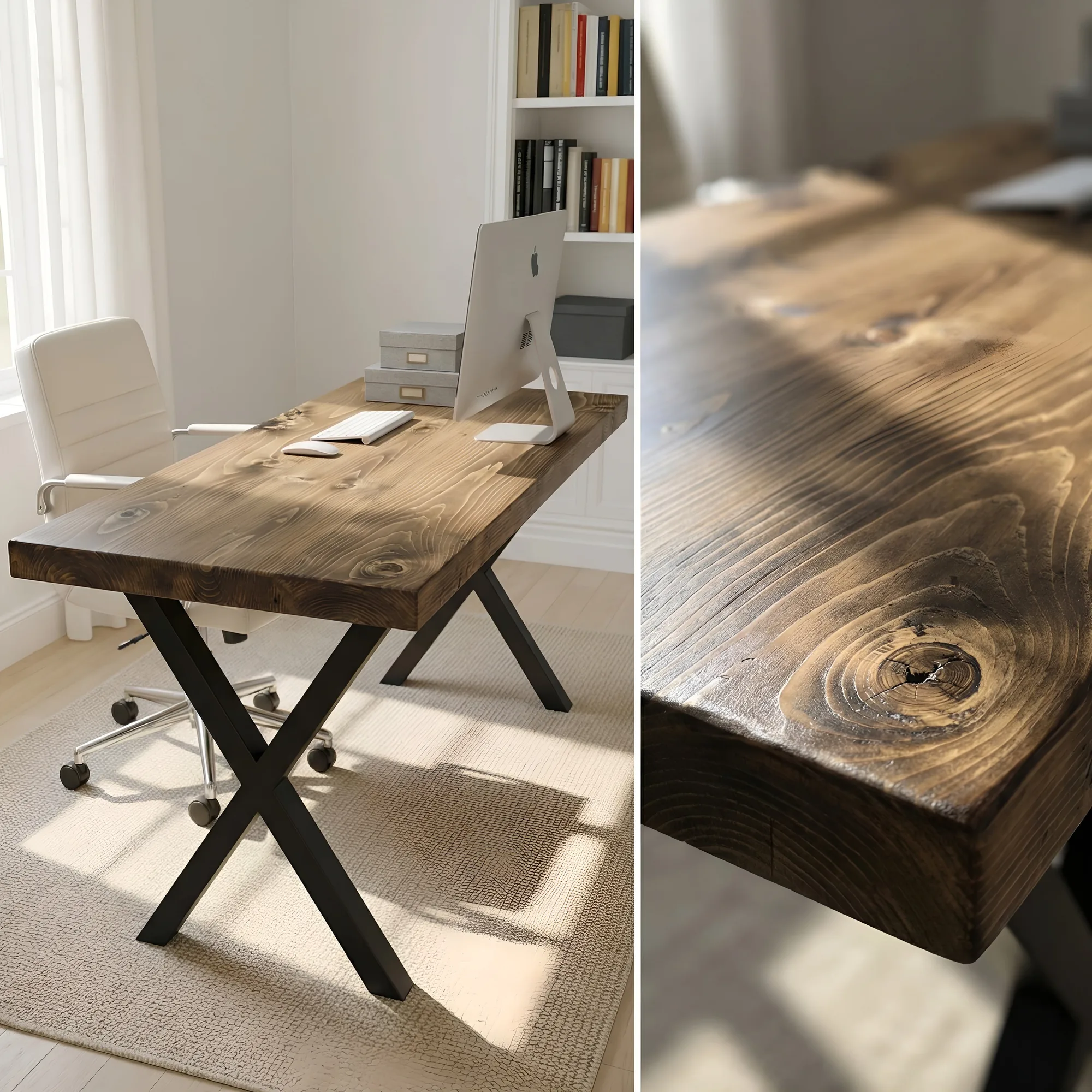 Study Desk / Table With X Cross Metal Legs