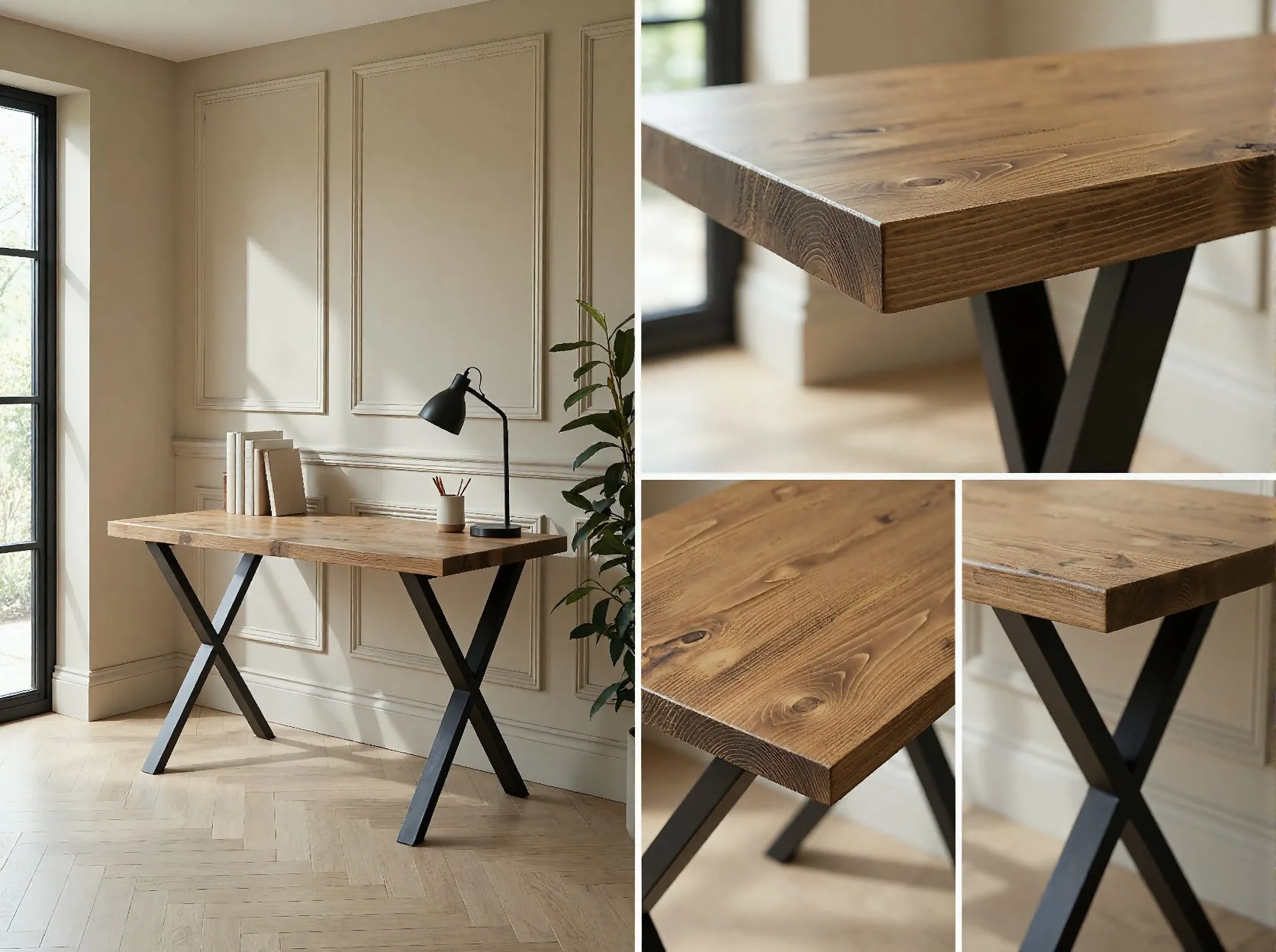 Study Desk / Table With X Cross Metal Legs