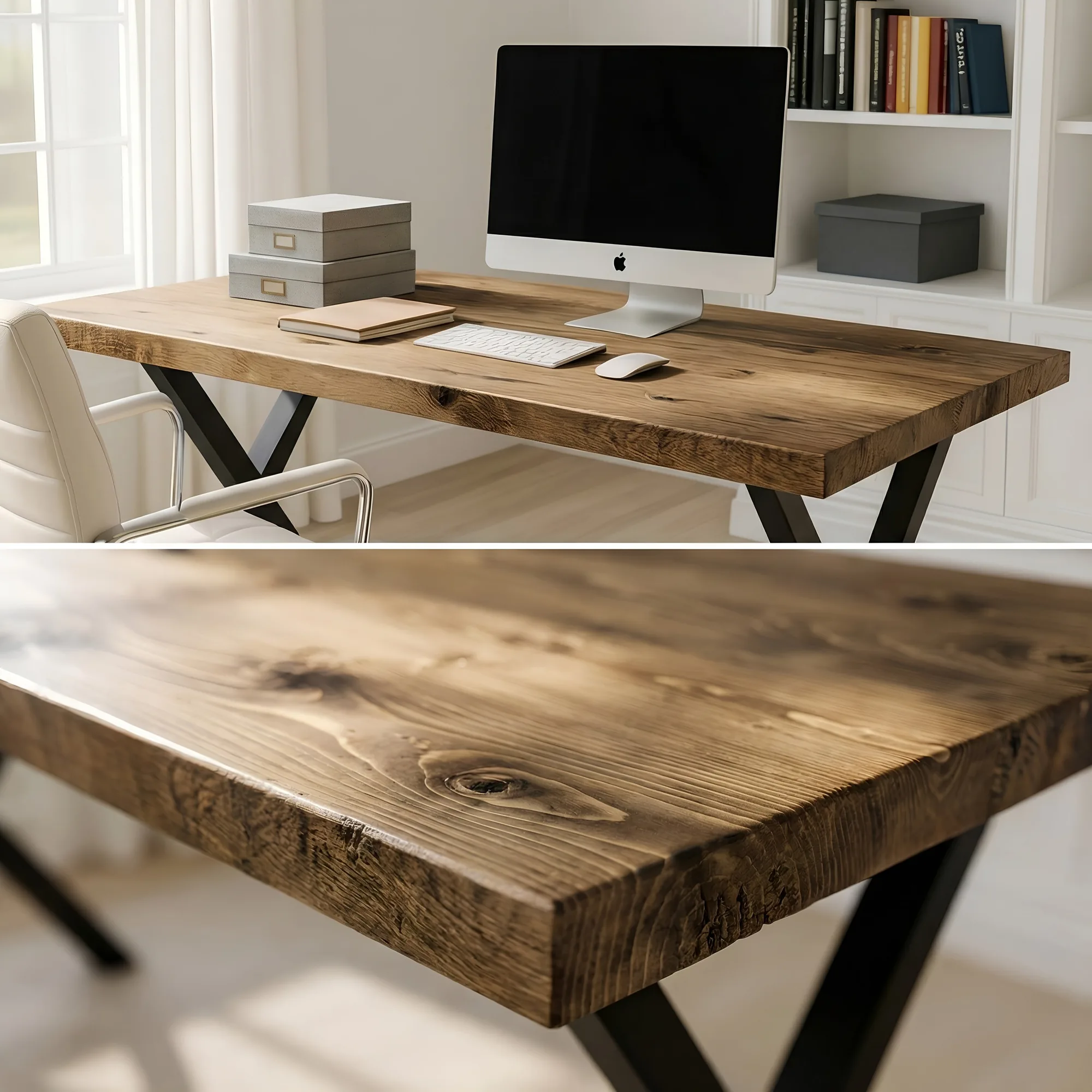 Study Desk / Table With X Cross Metal Legs