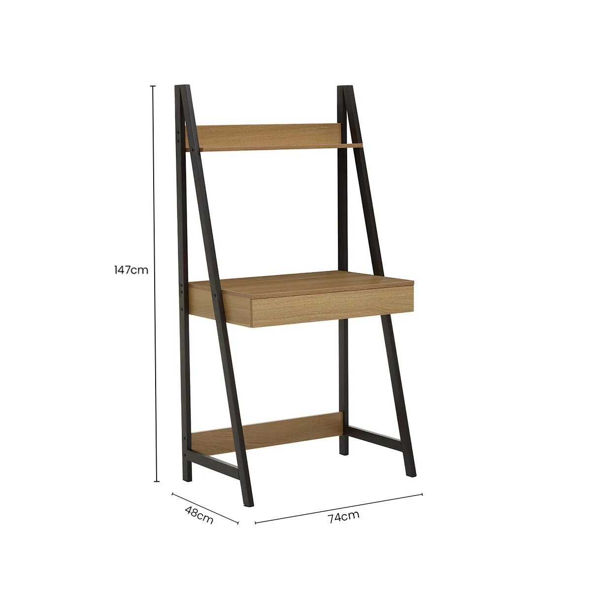 Bradbury Natural Oak Desk With Metal Frame