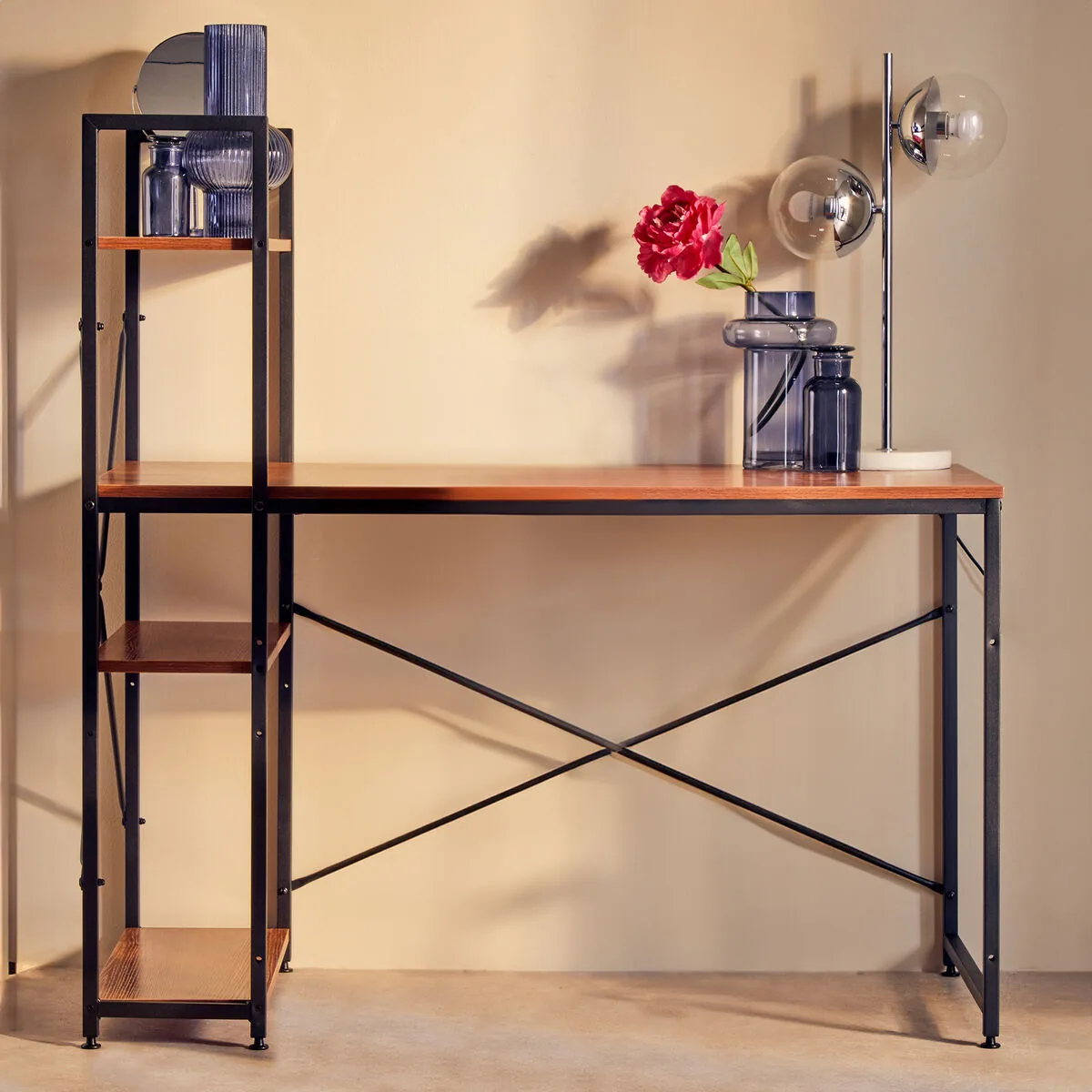 Laxton Red Pomelo Desk With Shelves
