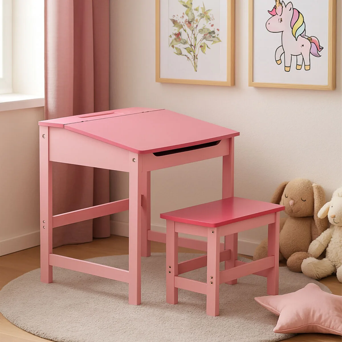 Jordan Childrens Pink Desk & Stool