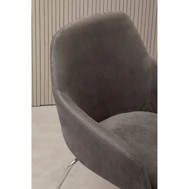 Stockholm Grey Velvet Dining Chair With Chrome Legs