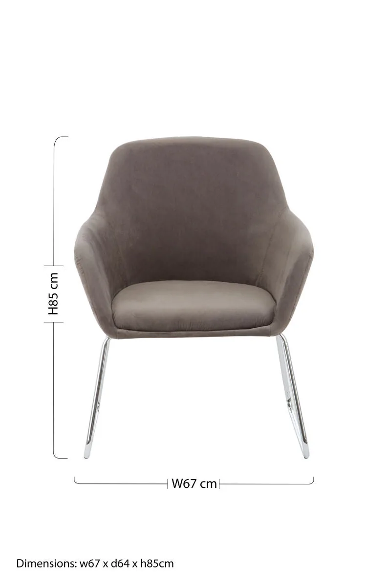 Stockholm Grey Velvet Dining Chair With Chrome Legs