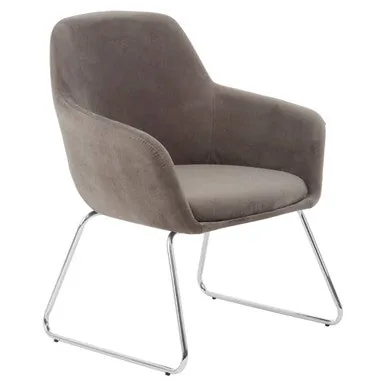 Stockholm Grey Velvet Dining Chair With Chrome Legs