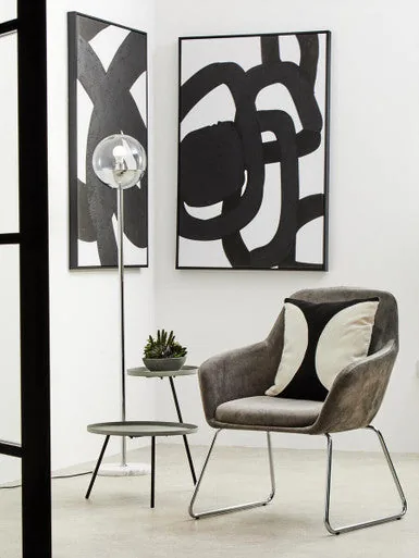 Stockholm Grey Velvet Dining Chair With Chrome Legs