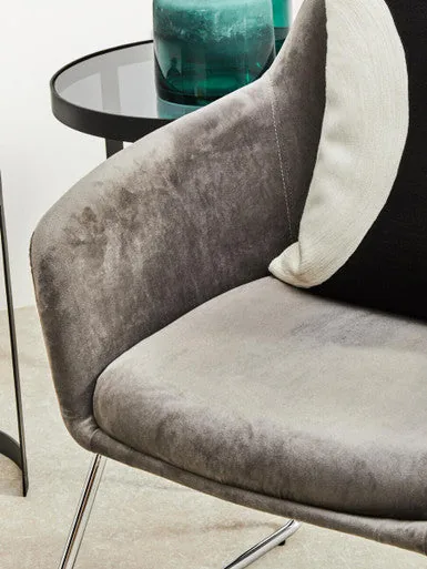 Stockholm Grey Velvet Dining Chair With Chrome Legs