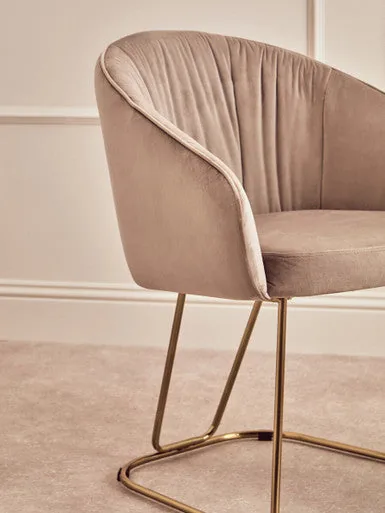 Veneto Mink Velvet Curved Dining Chair