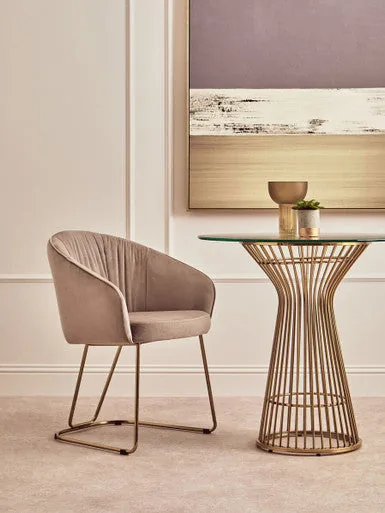 Veneto Mink Velvet Curved Dining Chair