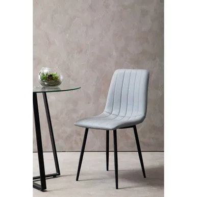 Tiana Set Of 4 Light Grey Leather Dining Chairs