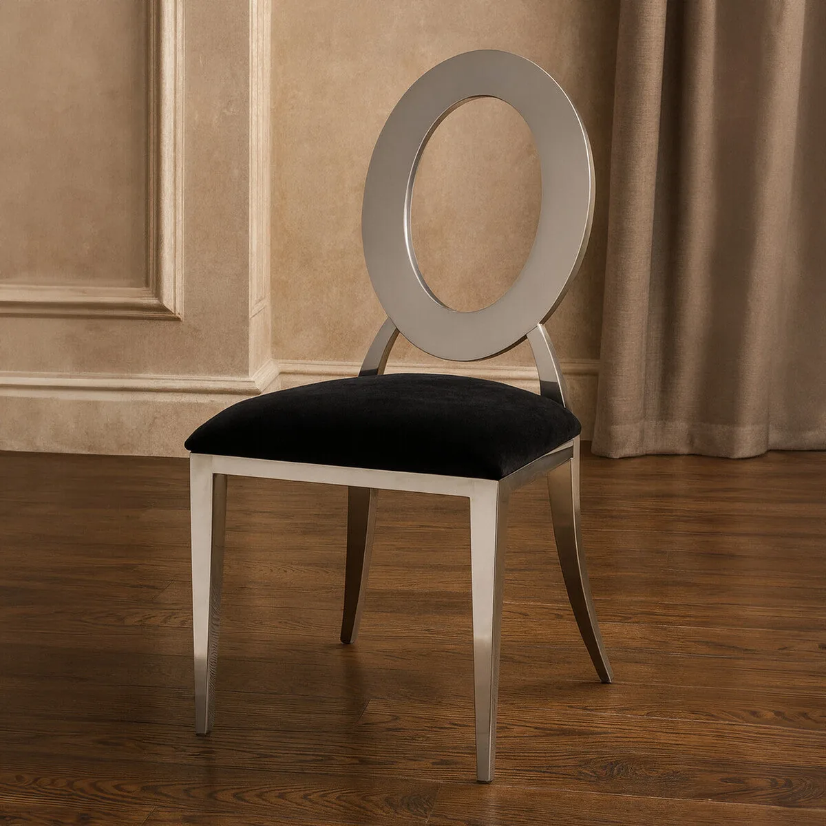 Sarita Stackable Silver Frame Dining Chair